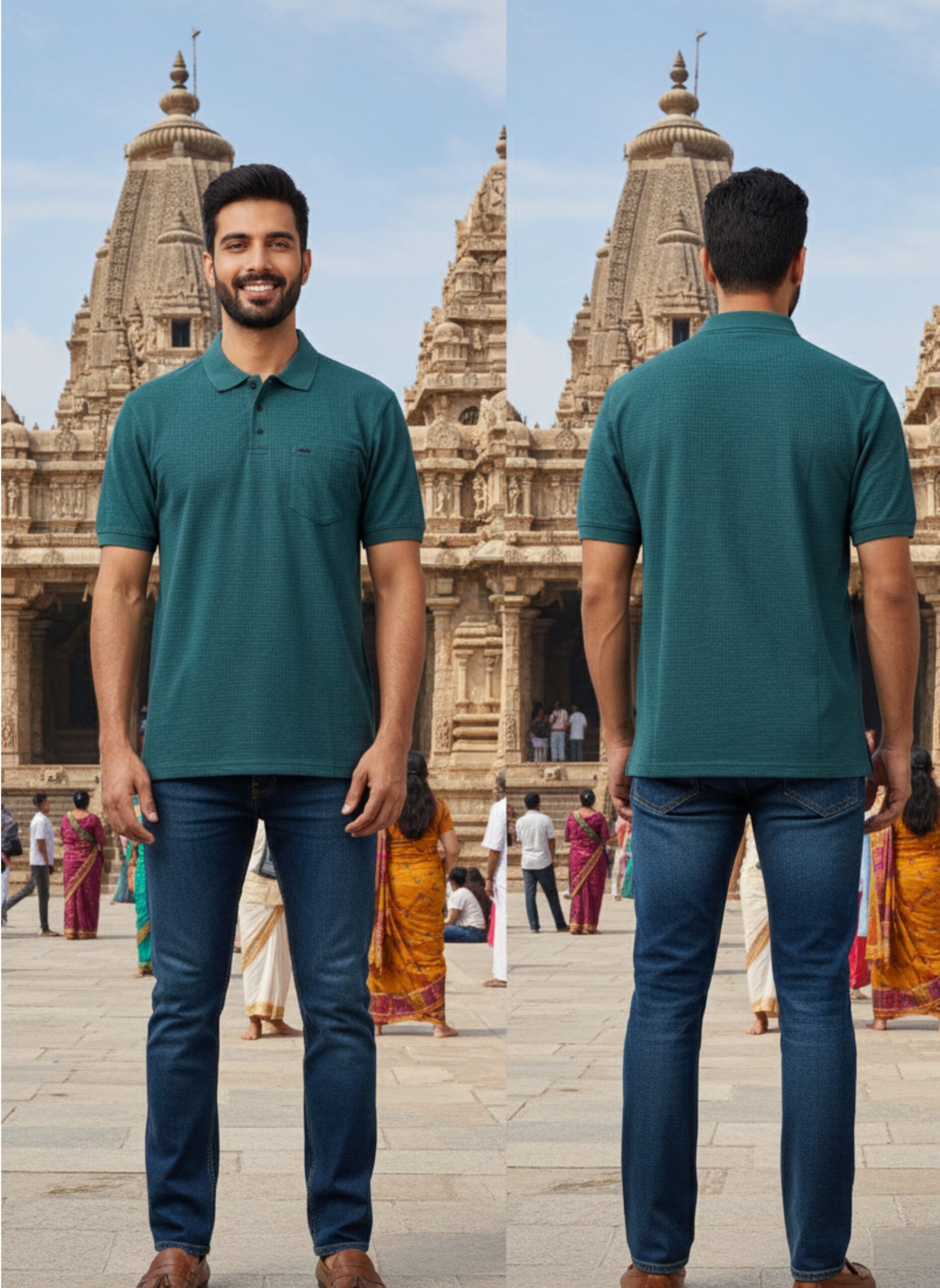 Men's Textured Polo T'Shirt with Pocket - Image 10