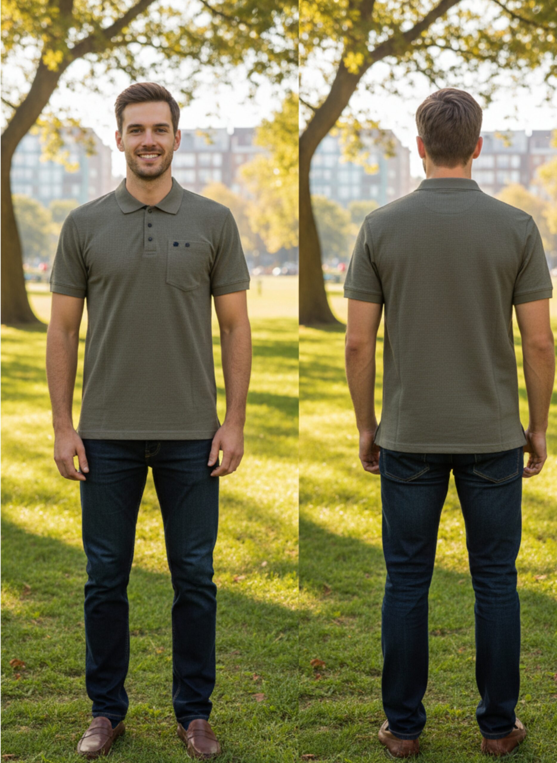 Men's Textured Polo T'Shirt with Pocket - Image 6