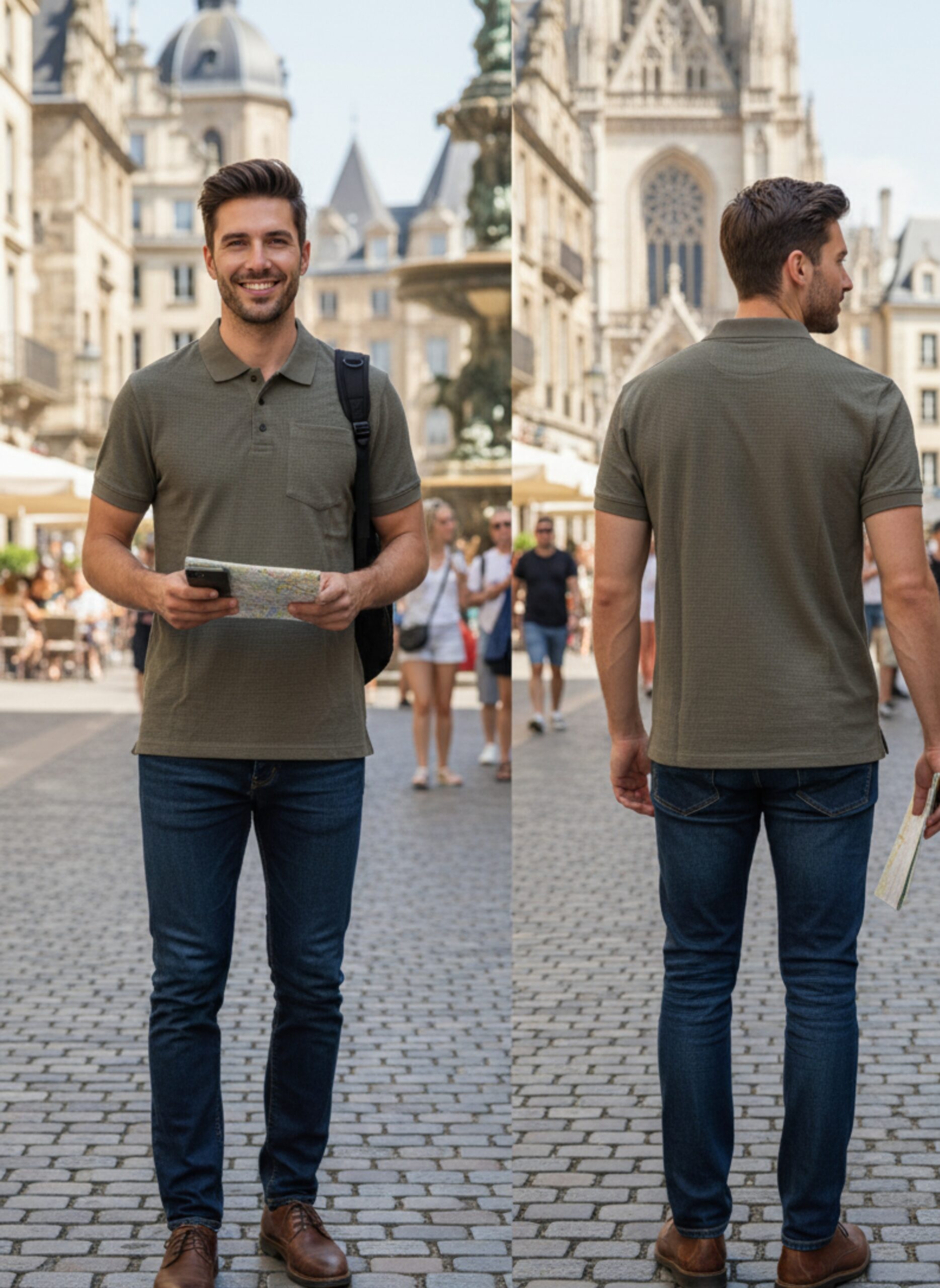 Men's Textured Polo T'Shirt with Pocket - Image 5