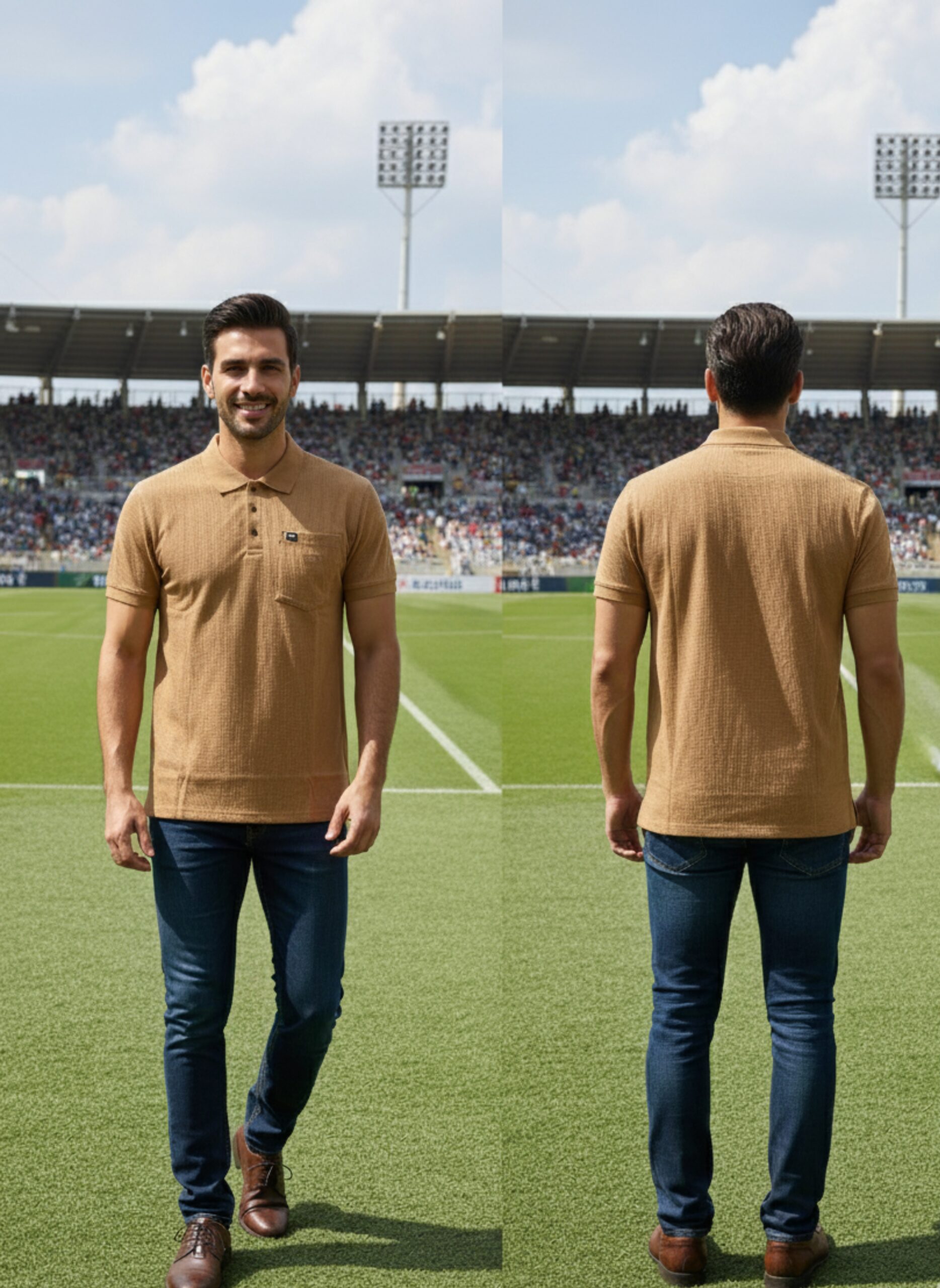 Men's Textured Polo T'Shirt with Pocket